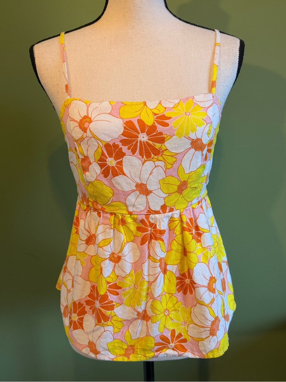 Sanctuary Floral babydoll Spaghetti-Strap Tank in Pink, Yellow & Orange